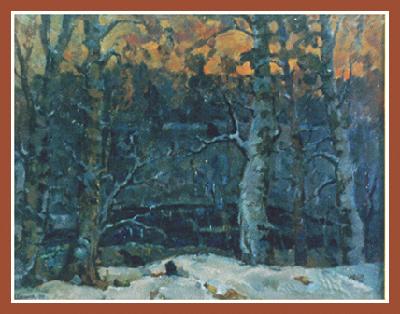 14038 “Winter tale” (oil on canvas, 30"x37", 1989) Russian Art Exhibition in Art Danish 2005